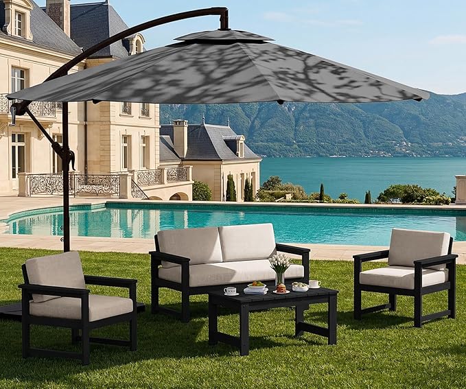 SERWALL 4 Pieces HDPE Outdoor Sofa Set