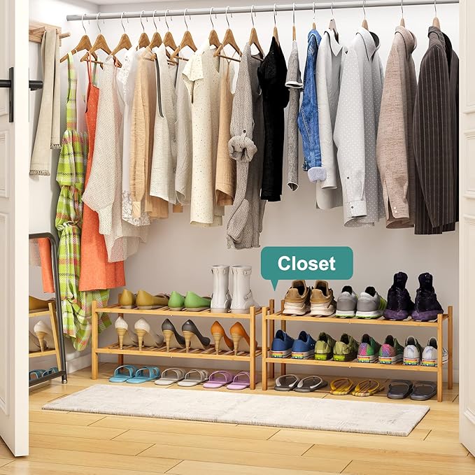 viewcare 2-Tier Bamboo Shoe Rack