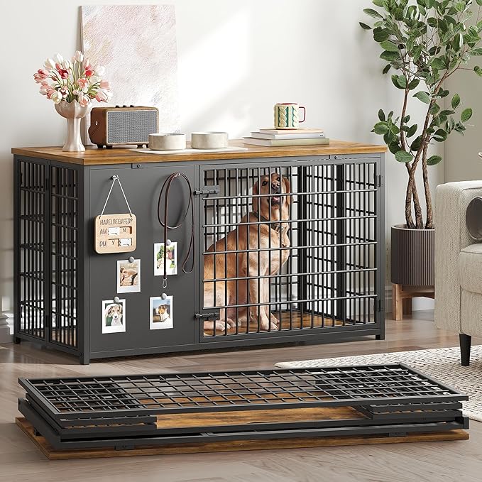 YATINEY Foldable Dog Crate Furniture, 47.2" Dog Crate