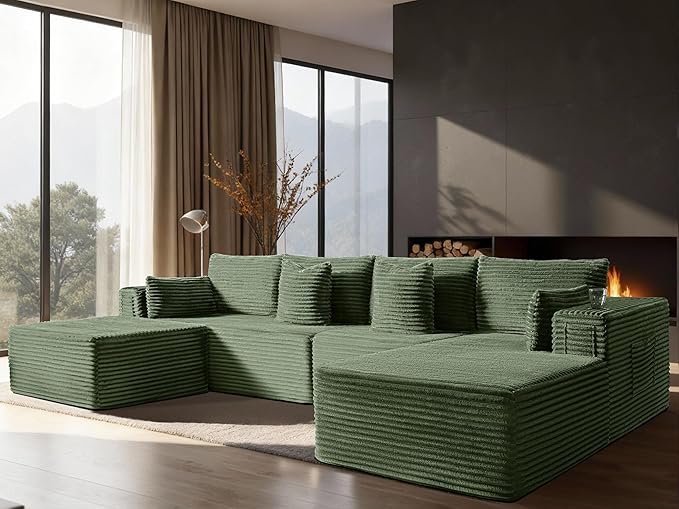 138" Cloud Sectional Couch, Comfort U Shaped Boneless Couch