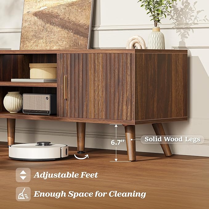 SUPERJARE TV Stand for 55 Inch TV, Entertainment Center