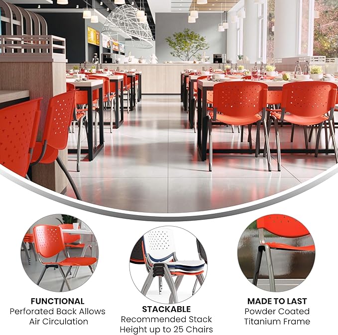 Flash Furniture HERCULES Series 880 lb. Capacity Orange Plastic Stack Chair