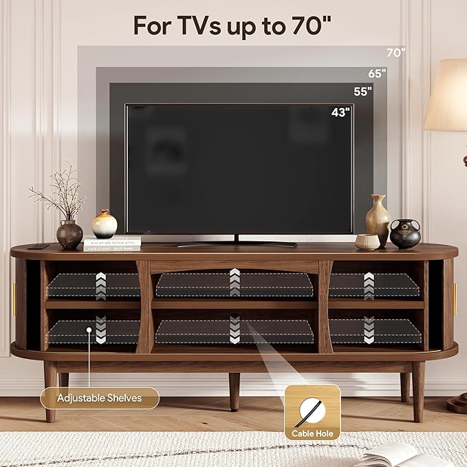 Decofy Mid Century TV Stand for TVs up to 70 Inches, Entertainment Center