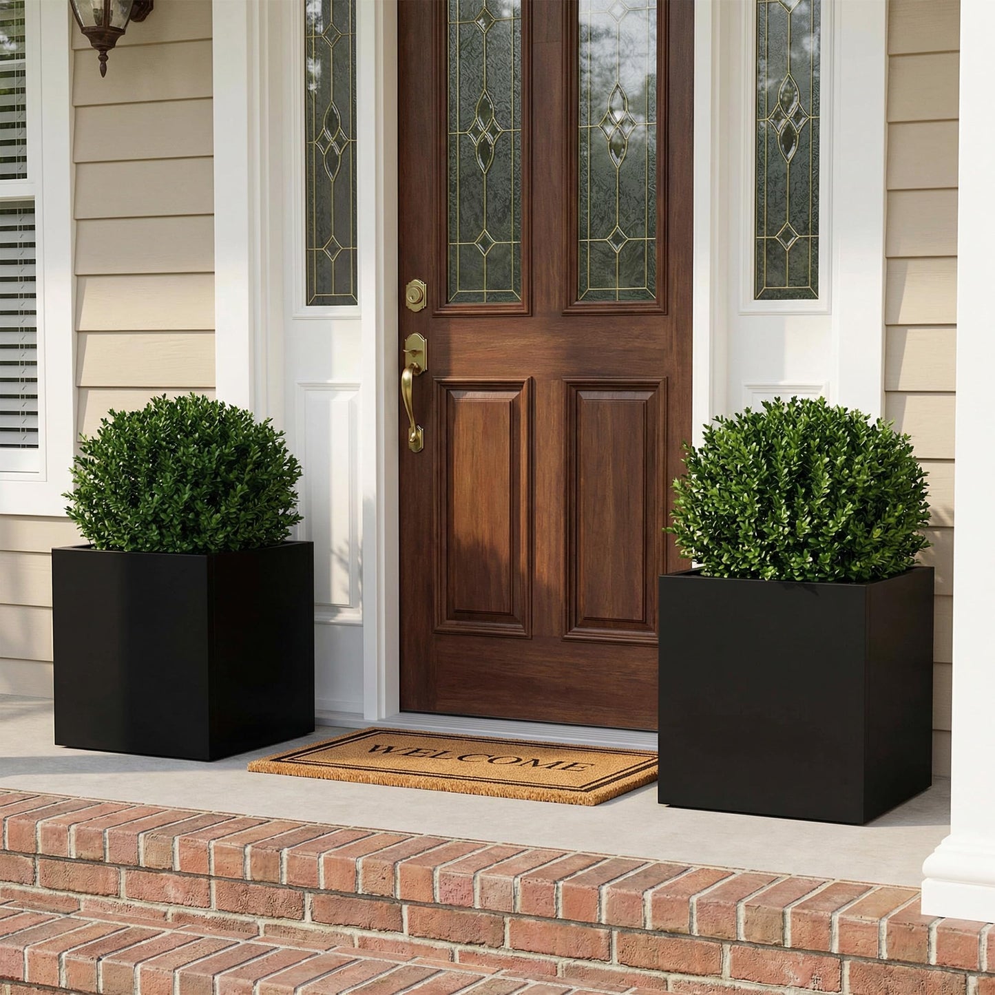 Casaphoriar Metal Planter Box 17"x17"x18", Rectangular Planter and Drainage Holes, Perfect for Outdoor Patio and Balcony Decor, Black