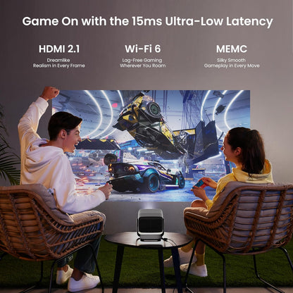 JMGO N1 Ultra 4K Triple Laser Projector, 360° Freestyle Gimbal, Blu-Ray 3D, 1900 ISO Lumen, HDR 10, Android TV 11, 10W*2 Dynaudio Speakers, Instant Keystone Correction, Smart & Portable Theater