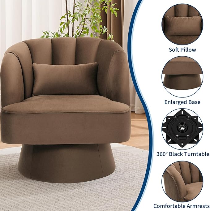 Garvee Ultra-Plush Swivel Accent Chair, 360° Barrel Lounge Chair