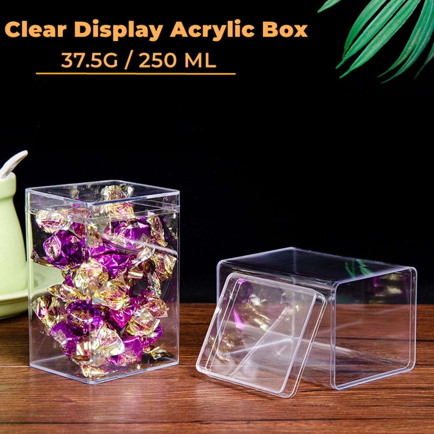 LOVPLAY Small Acrylic Box, Clear Display Box with Lid Plastic Square Cube Clear Candy Box for Birthday Party Favor