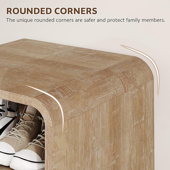 Shoe Cabinet with Bench, U-Shaped Shoe Storage Bench, Tall Shoes Cabinet with