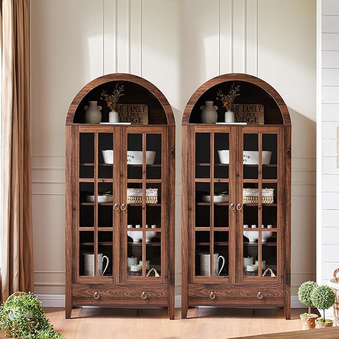 RowyPoey Farmhouse Arched Cabinet