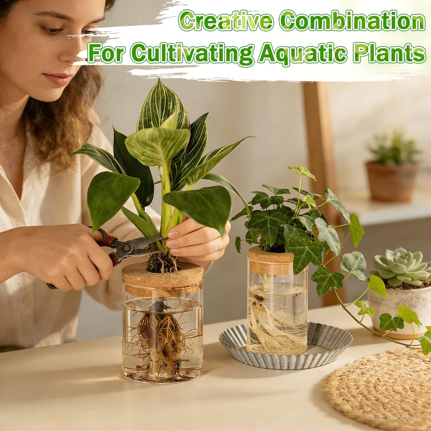 Acellegic 12 Pack Plant Propagation Station with Hole Lid Plant Propagation Jars Plants Plastic Propagations Stations Planter Vase Hydroponic Vases for Home Desktop Office Decoration, 3 Sizes