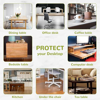 16 x 84 Inch Clear Table Cover Protector, Clear Desk Mat, Transparent Table Protector, 1.5mm Plastic Table Cover, Vinyl Table Protector
