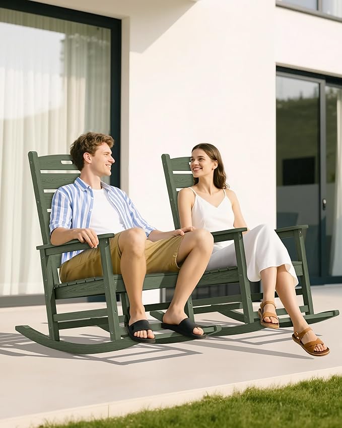 SERWALL Outdoor Rocking Chair, Oversized Rocking Chair