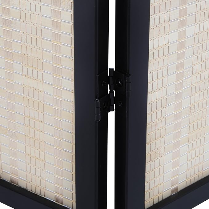 Roundhill Furniture Inkwell 4-Panel Bamboo Room Divider, Folding Portable