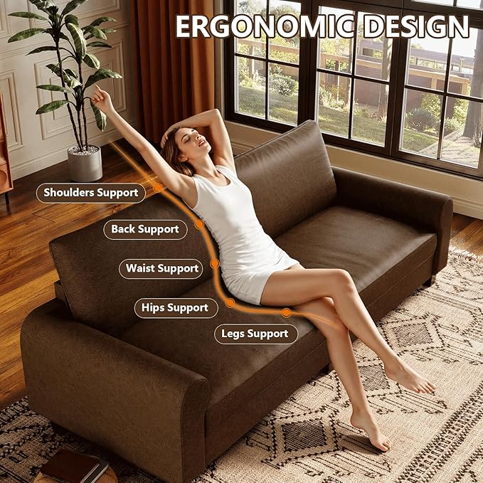 EASE MOOSE 70.6" Faux Leather Loveseat Sofa, Deep Seat Waterproof and