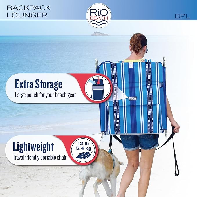 Rio Beach Portable Lay Flat Folding Backpack Beach Lounge Chair