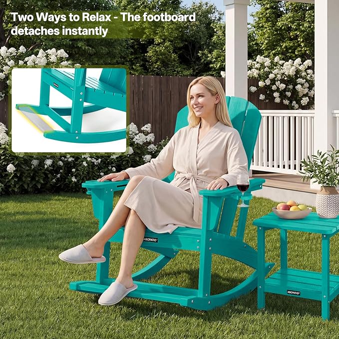 Outdoor Oversized Adirondack Rocking Chairs, All Weather HDPE Patio Rocking