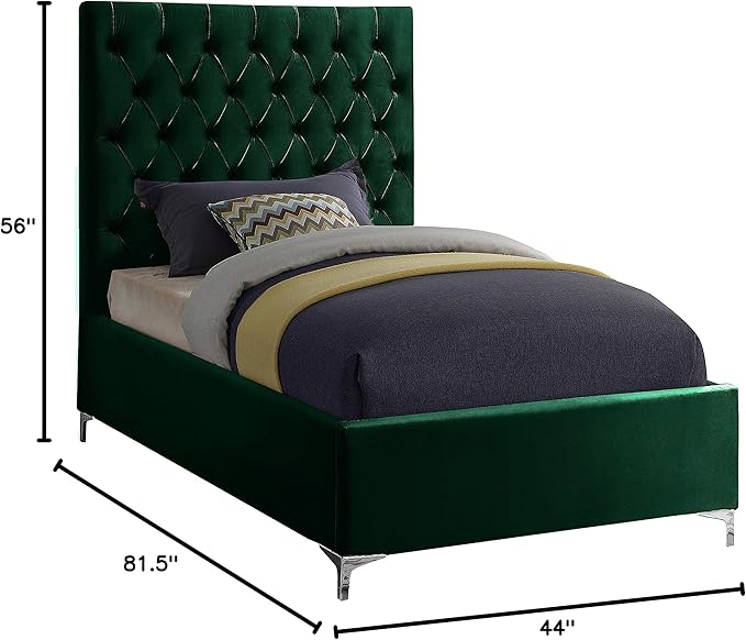 Meridian Furniture Cruz Collection Modern | Contemporary Velvet Upholstered Bed