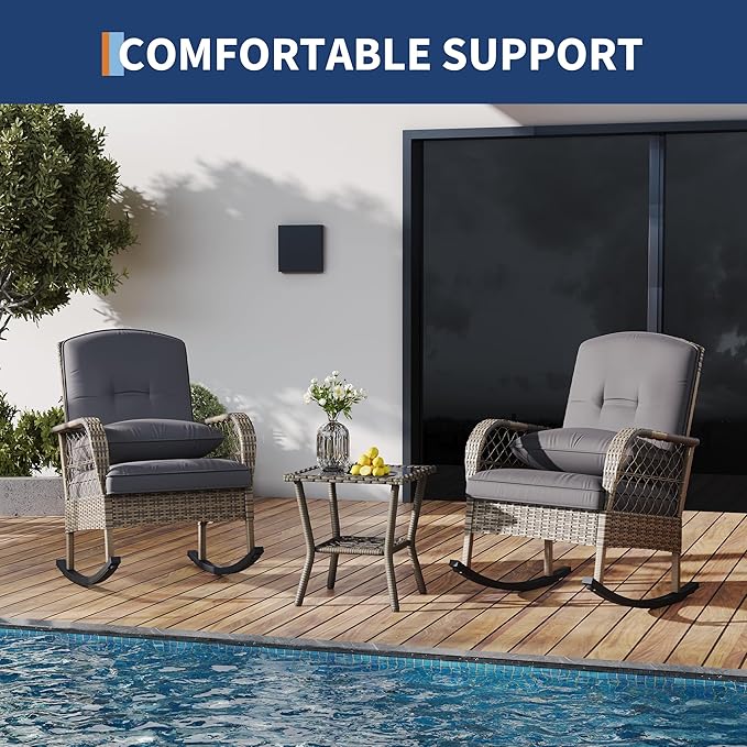 Outdoor Wicker Rocking Chair, Patio Rattan Rocker Chair