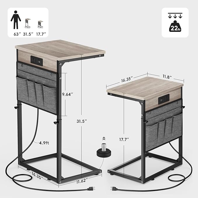 Vagusicc C-Shaped End Table Set of 2