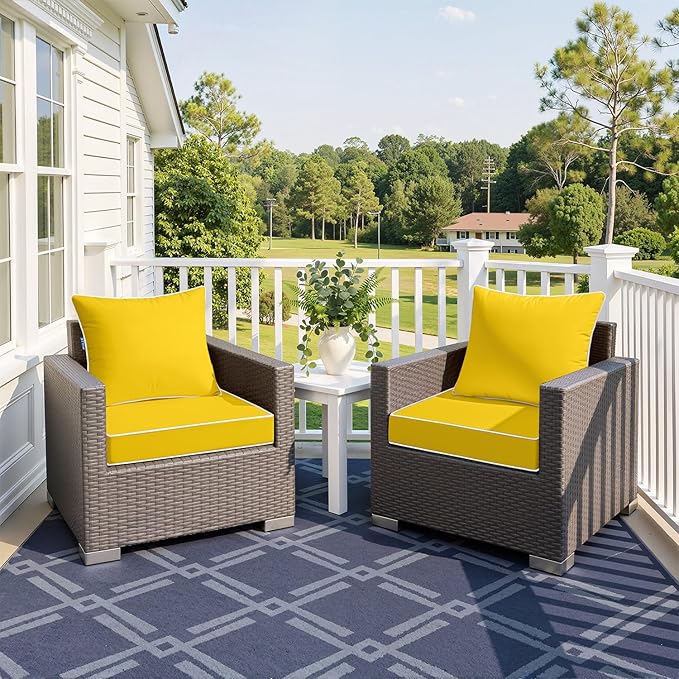 MIULEE Yellow Outdoor Seat Cushion 22x22 Inch Waterproof & 3 Year Fade