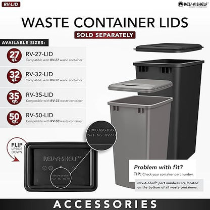 Rev-A-Shelf Steel Double Pullout Waste Container with Soft-Close, 35 Quart, Black - Sliding Garbage Bin System with Dual Trash Can for 18" Home Kitchen Base Cabinet, 53WC-1835SCDM-218