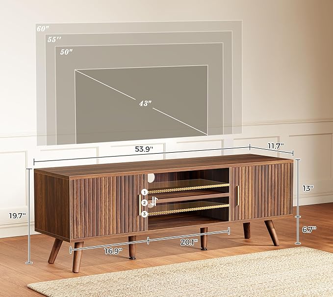 SUPERJARE TV Stand for 55 Inch TV, Entertainment Center