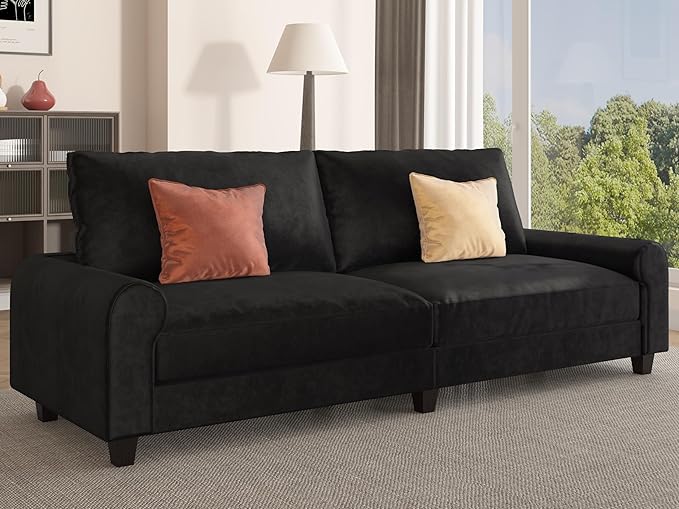 EASE MOOSE 88.5" Large Seat Velvet Loveseat Sofa, Soft Deep Seat Couches