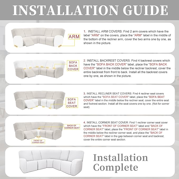 100% Waterproof Sectional Recliner Couch Covers