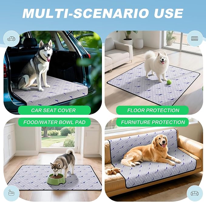 Washable Pee Pads for Dogs, 1 Pack Puppy Pads, Super Absorbent & Leakproof with Anti-Slip Bottom for Dog Training, Crates, Car, Pet Pee Pads, and Furniture Protection, 72"x72"