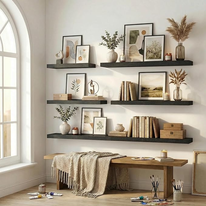 12 inch Deep Floating Shelves for Wall, 36 inch Wide Engineered Wood Wall