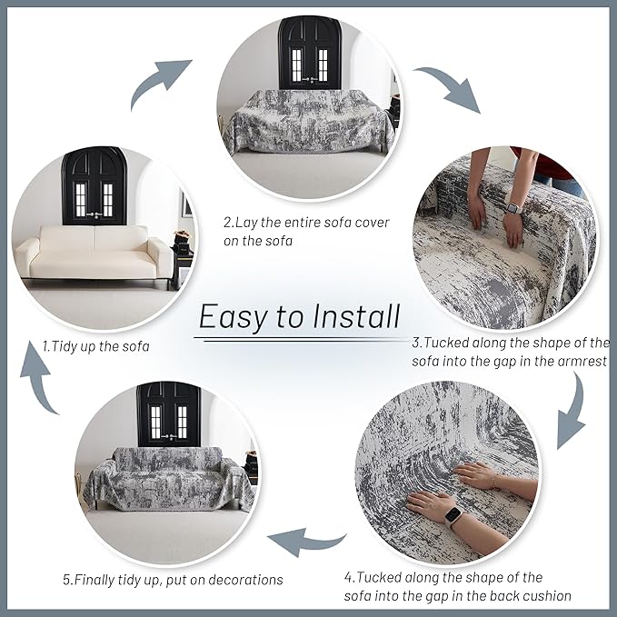 MYSKY HOME Couch Cover for Sectional Sofa Set Abstract Geometric Furniture Sofa