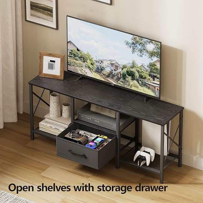 JARHETUN TV Stand with Fabric Drawer, Entertainment Center