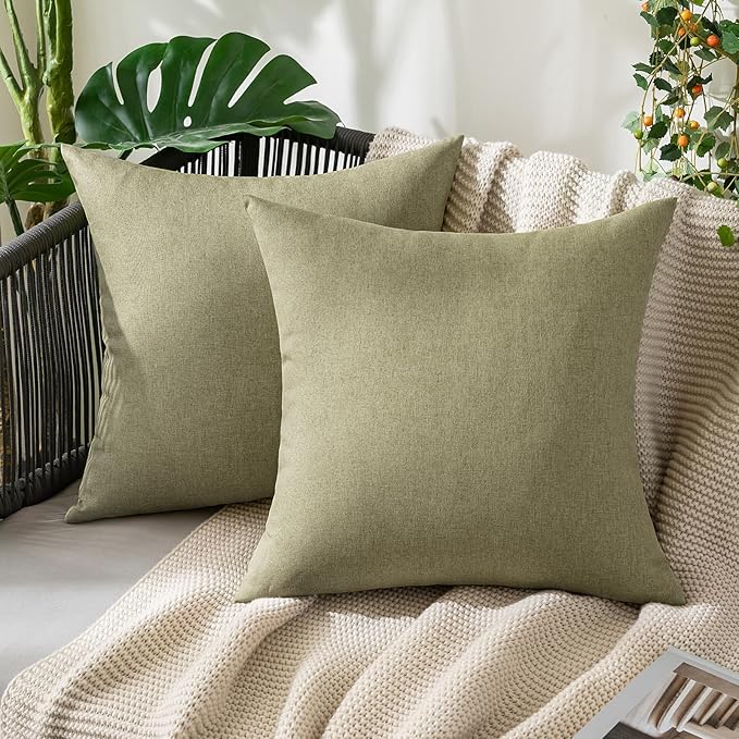 MIULEE Pack of 2 Decorative Outdoor Solid Waterproof Throw Pillow Covers Spring
