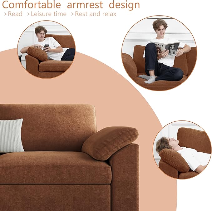 EASE MOOSE White Chenille Sectional Modular Sofa, Oversized L Shape Sectional
