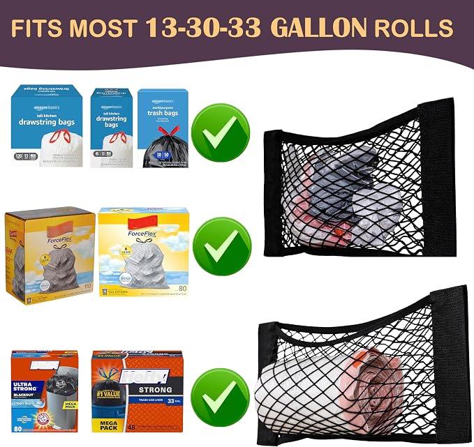 Extra Large Trash Bag Holder Mesh Storage Net Grocery Bag Organizer Dispenser for Aluminum Foil, Garbage Bag, Plastic Wrap, Shopping Bag Under Sink Cargo Organizers for Home and Wall Mounted