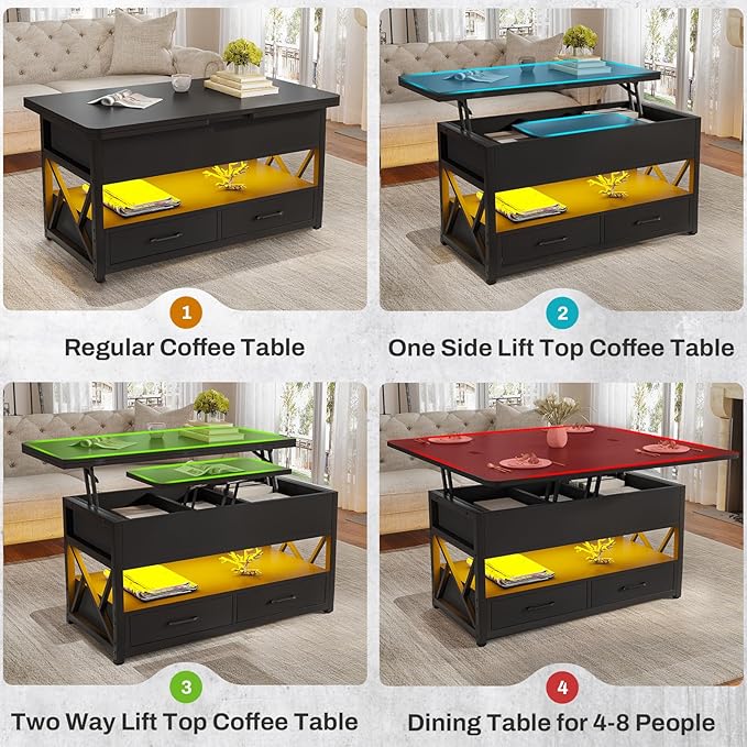 Itaar 40" Lift Top Coffee Table, 4 in 1 Coffee Tables