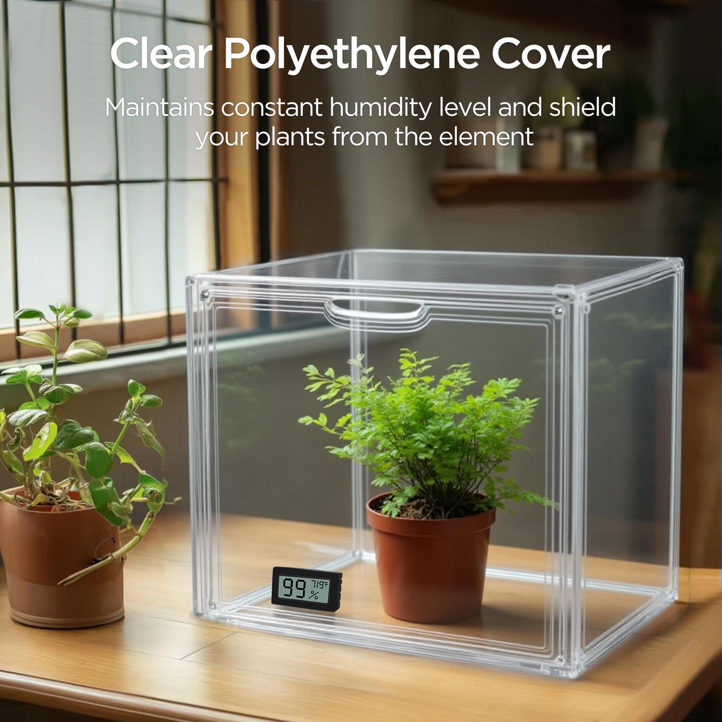 HBlife Mini Greenhouse for Indoor, Clear Stackable Green House with Magnetic Waterproof Door for Small Plants Nursery Germination and Display, Tabletop Portable Greenhouse, 14.1x8.6x10.6 Inch (2 Pack)