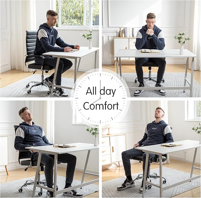 Home Office Chair Ribbed, Modern Leather Conference Room Chairs, Ergonomic