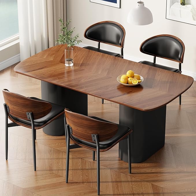 REONEY Dining Chairs Set of 2, Mid-Century Modern Upholstered PU Leather Chairs