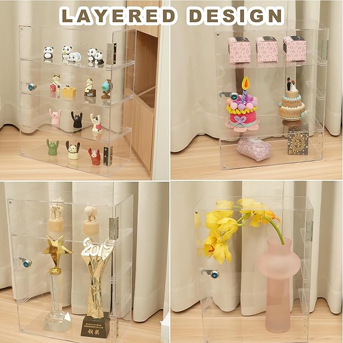 4 Shelf Clear Acrylic Display Case