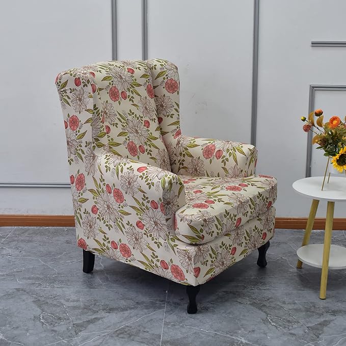 KRFOONN Wingback Chair Covers Slipcovers 2 Piece Stretch Wing Chair Covers