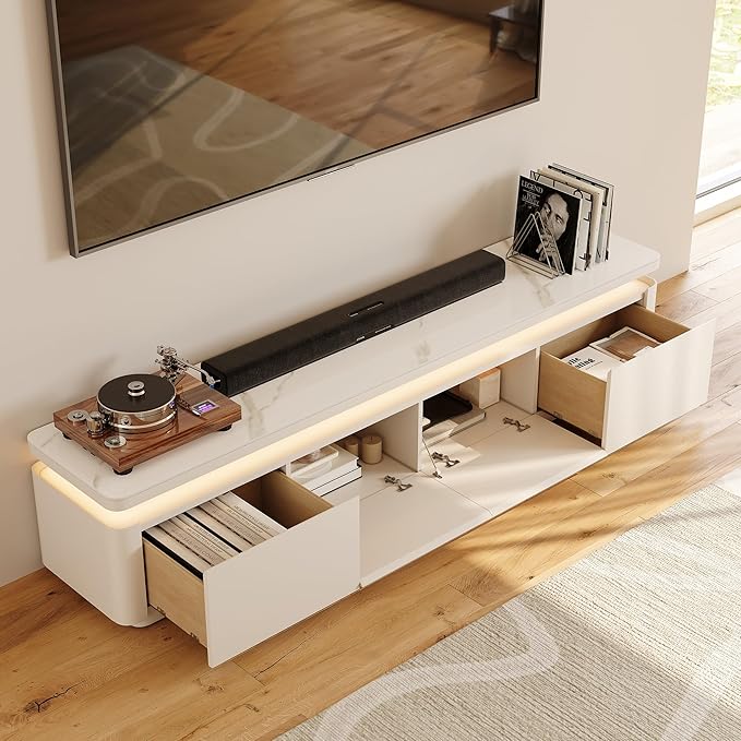 POVISON Fully Assembled 79" Mid-Century Modern TV Stand