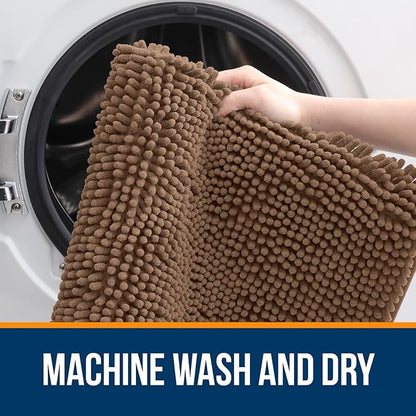 OLANLY Large Bathroom Rugs 40x24, Extra Soft Absorbent Chenille Bath Rugs, Rubber Backing Quick Dry, Machine Washable Bath Mats for Bathroom Floor, Tub and Shower, Home Decor Accessories, Mocha