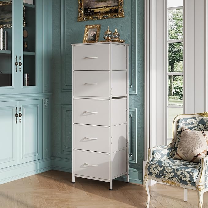 WLIVE Fabric Dresser, 5-Drawer Tall Dressers
