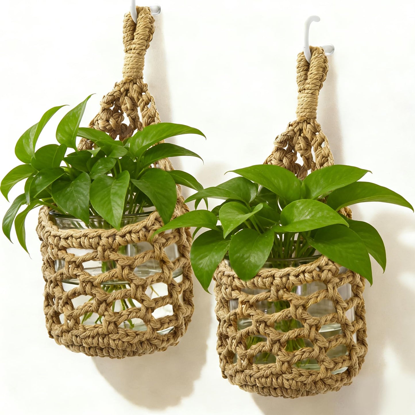 HOREAKHJ Macrame Wall Plant Hanger, Hanging Planter Basket Holder, Wall Planters for Indoor Plants, for Up to 4 Inch Pot (Brown, 4-Inch)