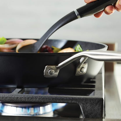 KitchenAid Hard-Anodized Induction Nonstick Frying Pan with Lid, 12.25-Inch, Matte Black