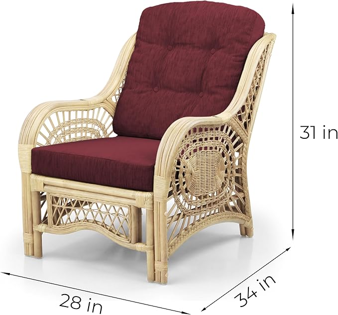 Malibu Lounge Living Accent Armchair Natural Rattan Wicker Handmade Design