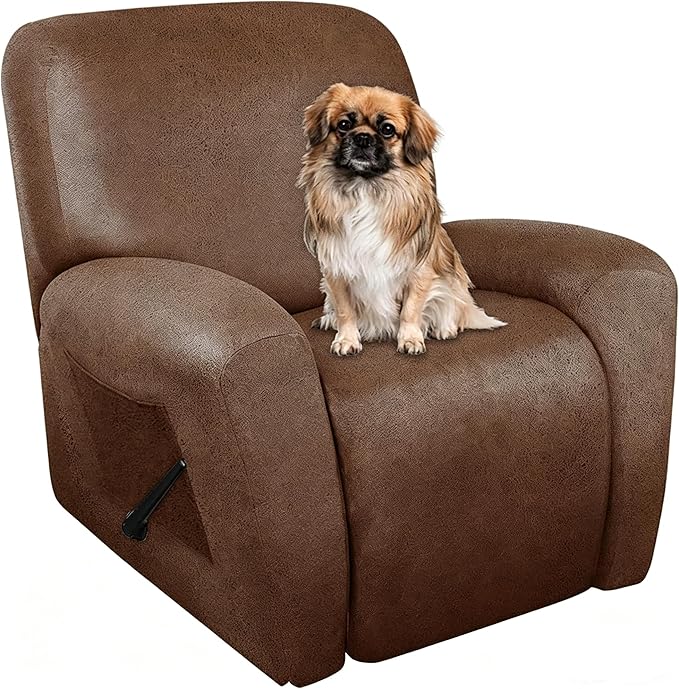 ANARACHON Recliner Chair Covers Leather Like, 4 Pieces Recliner Cover,