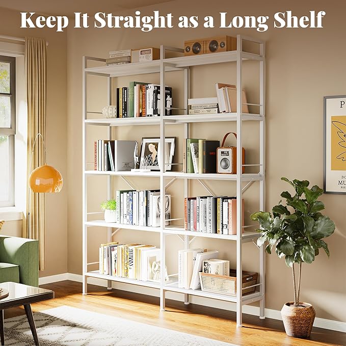 Huuger 5 Tier Bookshelf, L Shaped Corner Bookshelf