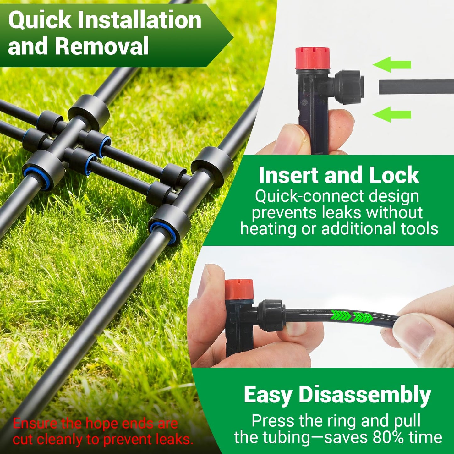 Drip Irrigation System for Garden, 2026 Upgraded Automatic Plant Watering Kit with Quick Connect PE Tubing, 30 Water-Saving Adjustable Drip Emitters for Yard, Lawn, Raised Bed & Greenhouse (100FT)